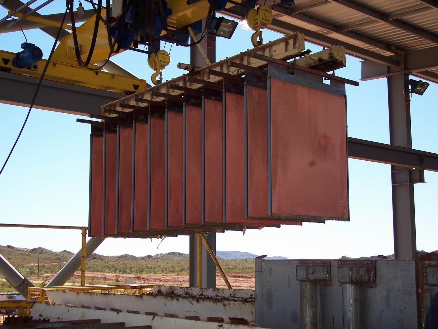 Bundles of copper cathodes ready for transport
